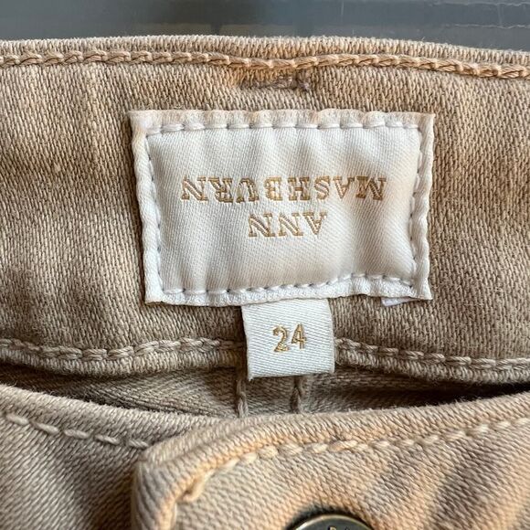 Ann Mashburn Beige Wide-Leg Cropped 5-Pocket Jean Size 24 - Picture 5 of 7